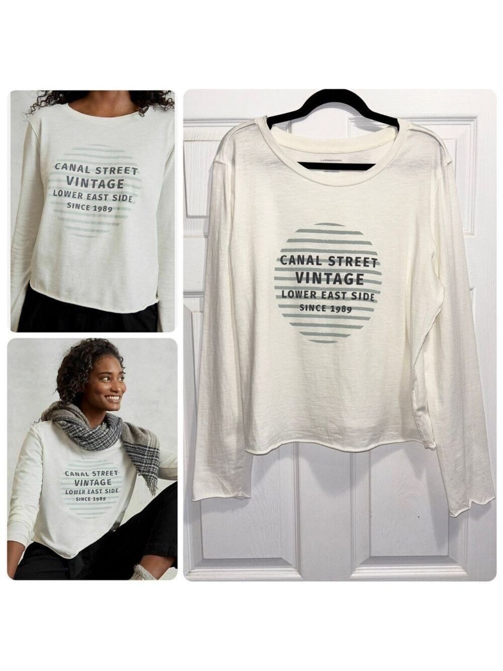 NWOT Anthropologie Top Cropped T-Shirt CANAL ST VINTAGE Tee East Side Size Large